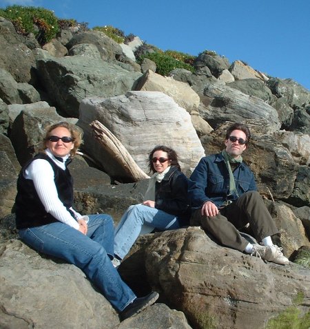 Don, Jen, and Molli on the rocks in Santa Cruz