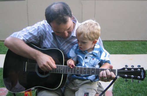 Jackson's first guitar lesson