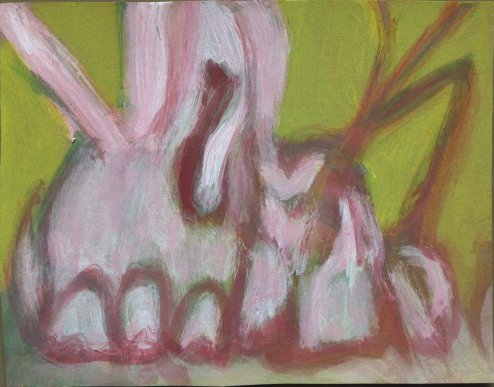 Pink Landscape - By GM - Acrylic on cardboard, 2001