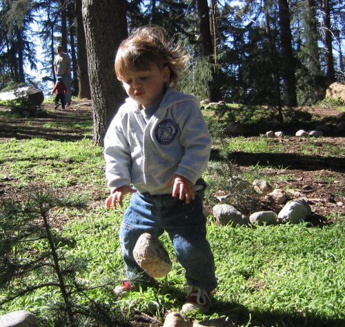 Sean picked up this rock and then dropped it.