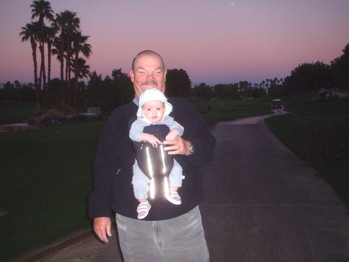 Sean and Grandpa enjoy a desert sunset