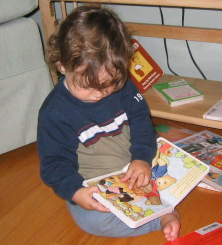 Sean reading Teddy Bear's Picnic