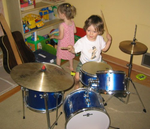 Sean's Dream Come True: a drum kit in the living room