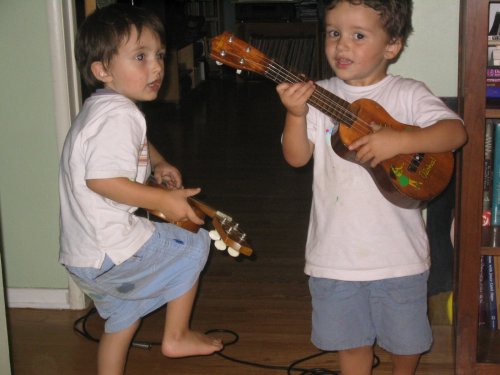 Xander and Sean rocking out while recording Jack was Every Inch a Sailor